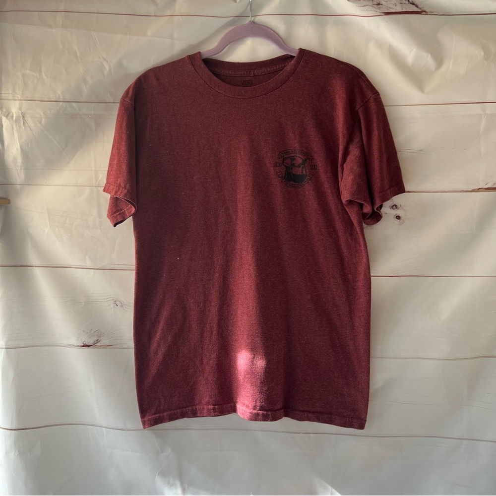 Vans tee shirt maroon color with logo and bear